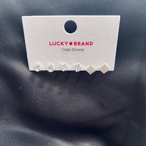 Lucky Brand White and Silver Earring Card Set